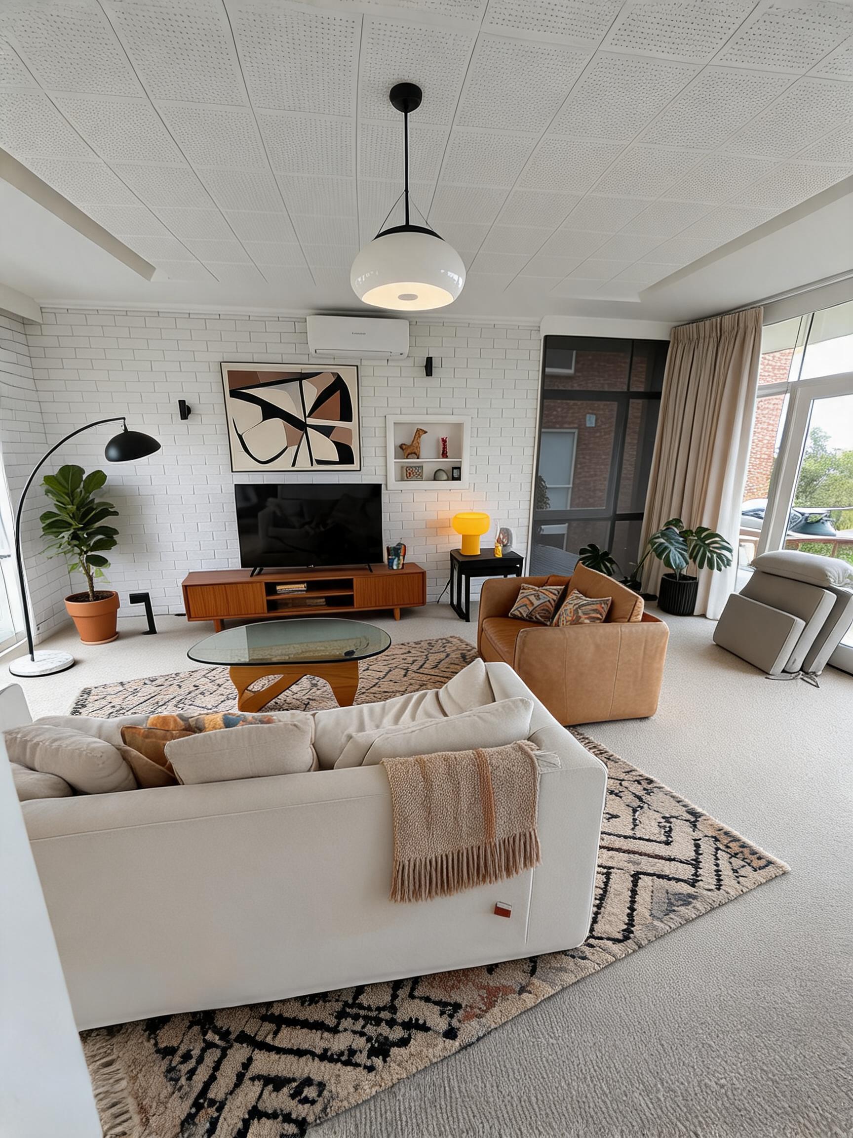 Midcentury Modern Living Room remodel plan from photo after view