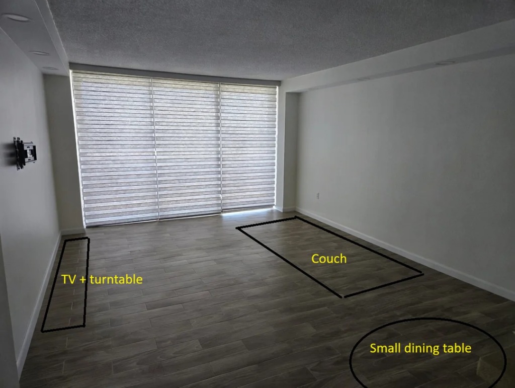 Original Living Room photo before Contemporary remodel plan